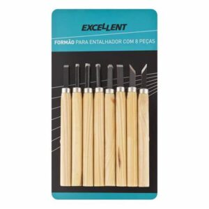 Formões  Hobby  Cabo  de  Madeira  Kit  c/ 8 peças - Excellent