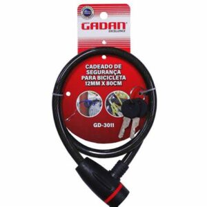 Cadeado Bicicleta, Moto, Portão  Cabo Aço 12mm x 80cm
