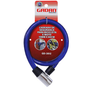 Cadeado Bicicleta, Moto, Portão  Cabo Aço 15mm x 80cm