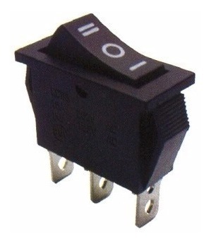 Chave Rev. Liga / Desliga / Liga  Preta - Pequena - 3 Terminais