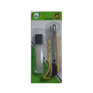 Estilete 18mm Metálico c/ Revestimento Plástico + Estojo c/ 3 Lâminas - IDEA