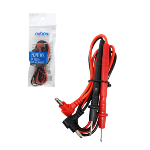 Cabo p/ Multímetro 60 cm  Plug 90° - Ponta de Prova - Exbom