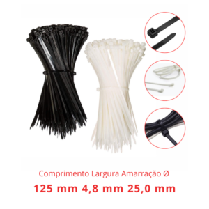 Abraçadeiras de Nylon -  125 mm  4,8 mm  25,0 mm