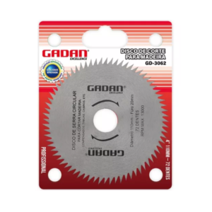 Disco de Corte para Madeira  - 72 DENTES  RPM1300 - 110MM Furo 20MM - Gadan
