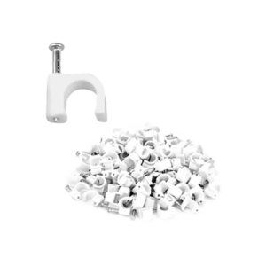 Fixa Cabo Coaxial - 7.0 mm  Com Prego de  Aço Médio (BRANCO)- MXT