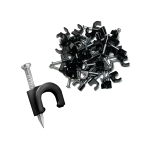 Fixa Cabo Coaxial - 7.0 mm  Com Prego de  Aço Médio (PRETO)- MXT