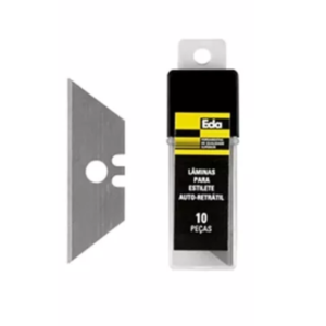 Lâmina p/ Estilete  Auto  Retrátil  Trapezoidal  Estojo  c/ 10 unidades - EDA