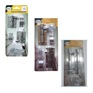 Ferrolho Aço c/ 2 peças Fio Redondo - Cartela Blister 1,5"/2,5"/3" - IDEA