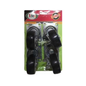 Rodízio  2"  Jogo c/ 4 peças  2 Rodas Fixas  e  2 Giratórias  c/ Freio Trava - Preto - IDEA