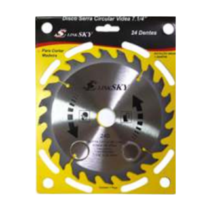 Disco Serra p/ Madeira  7-1/4" / 180mm - Ponta c/ Vídia  24 Dentes - Furo 1" / 25,4mm - SKY