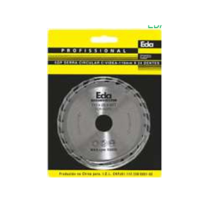 Disco  Serra  c/  Vídia  p/  Madeira  24 Dentes  110 mm  -  Furo  20mm - EDA