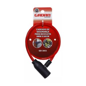 Cadeado Bicicleta, Moto, Portão  Cabo Aço 8mm x 65cm