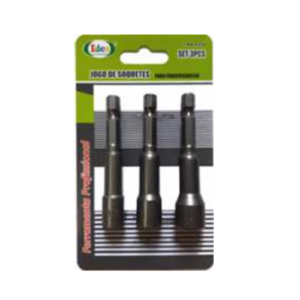 Soquetes p/ Parafusadeira  Magnético - 65 mm  3 peças: 8 ,10 e 13 mm - IDEA