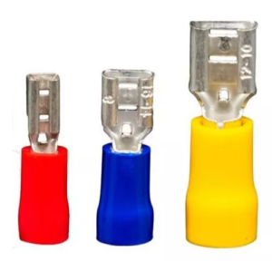 Terminal Pré-Isolado Fêmea 6,3 mm ‘’Faston’’  Vermelho - 0,5 a 1,5 mm   Azul - 1,5 a 2,5 mm  Amarelo - 4,0 a 6,0 mm