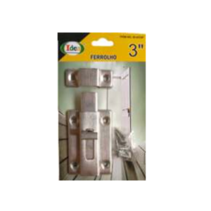 Ferrolho Aço 3" c/ 2 peças Fio Retangular (escovado) Cartela Blister - IDEA